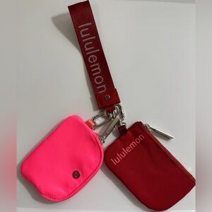 Lululemon Dual Pouch Wristlet Purse Pink & Red